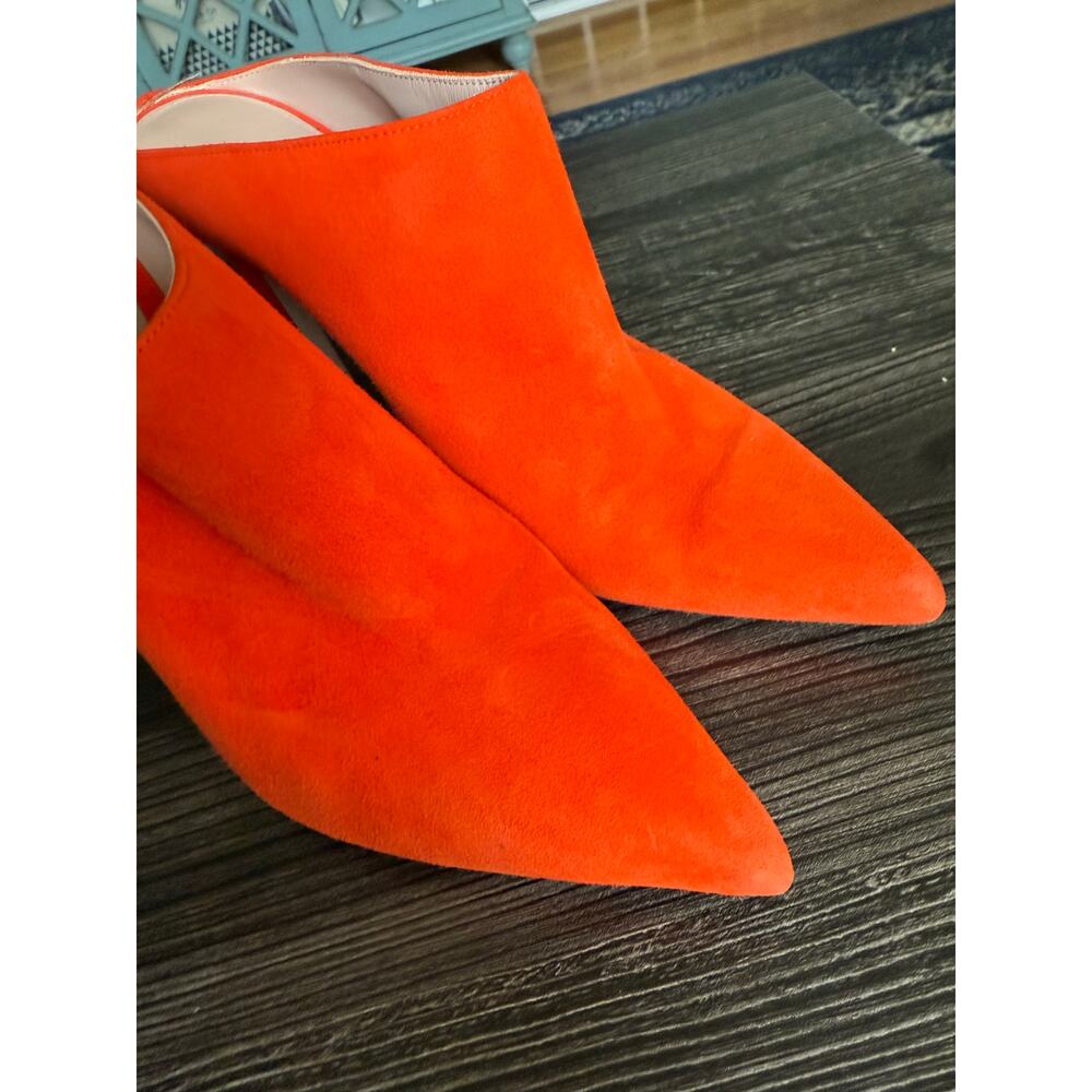 Stuart Weitzman Camilla Orange Luxe Suede High Heeled Sz. 10.5 - Picture 3 of 10